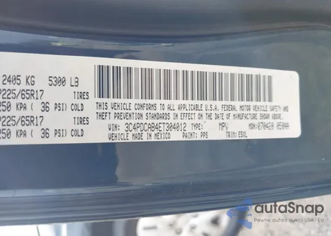 2014 Dodge Journey American Value Pkg z USA, uszkodzony, nr VIN 3C4PDCAB4ET304012